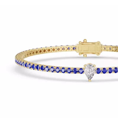 Lunava Sapphire & Pear Lab Diamond Tennis Bracelet