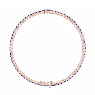 Lunava Sapphire & Princess Lab Diamond Tennis Bracelet