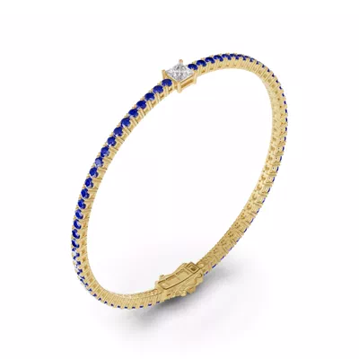 Lunava Sapphire & Princess Lab Diamond Tennis Bracelet