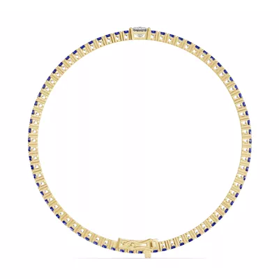 Lunava Sapphire & Princess Lab Diamond Tennis Bracelet