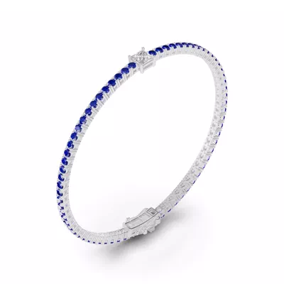 Lunava Sapphire & Princess Lab Diamond Tennis Bracelet