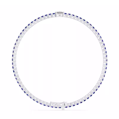 Lunava Sapphire & Princess Lab Diamond Tennis Bracelet