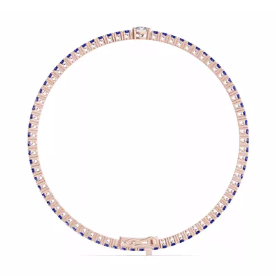 Lunava Sapphire & Round Lab Diamond Tennis Bracelet