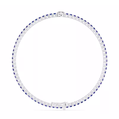 Lunava Sapphire & Round Lab Diamond Tennis Bracelet