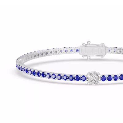 Lunava Sapphire & Round Lab Diamond Tennis Bracelet