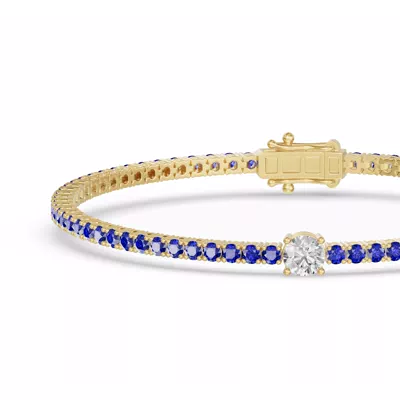 Lunava Sapphire & Round Lab Diamond Tennis Bracelet