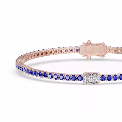 Lunava Sapphire & Radiant Lab Diamond Tennis Bracelet
