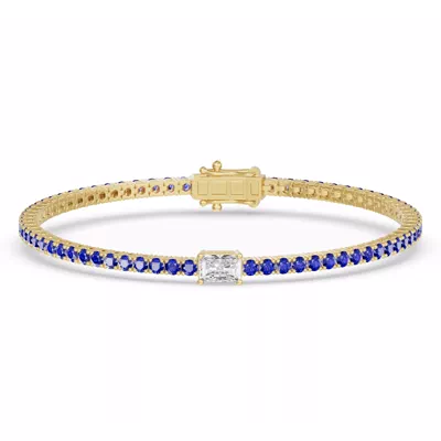 Lunava Sapphire & Radiant Lab Diamond Tennis Bracelet