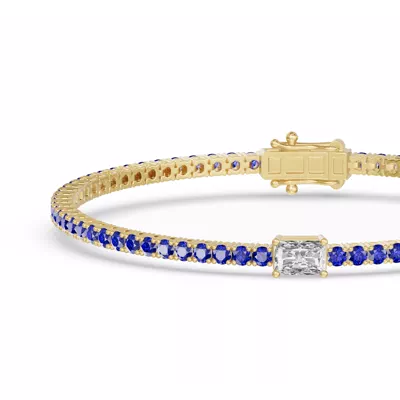Lunava Sapphire & Radiant Lab Diamond Tennis Bracelet