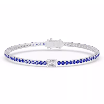 Lunava Sapphire & Radiant Lab Diamond Tennis Bracelet