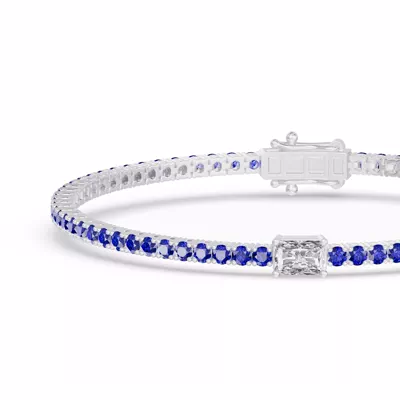 Lunava Sapphire & Radiant Lab Diamond Tennis Bracelet