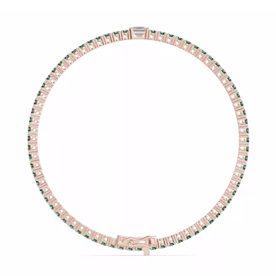 Lunava Green Emerald & Asscher Lab Diamond Tennis Bracelet