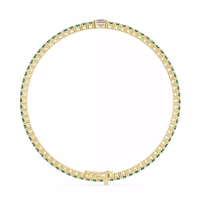 Lunava Green Emerald & Asscher Lab Diamond Tennis Bracelet