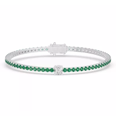 Lunava Green Emerald & Cushion Lab Diamond Tennis Bracelet