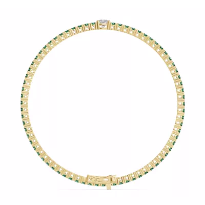 Lunava Green Emerald & Cushion Lab Diamond Tennis Bracelet