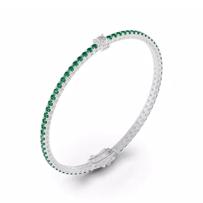 Lunava Green Emerald & Cushion Lab Diamond Tennis Bracelet