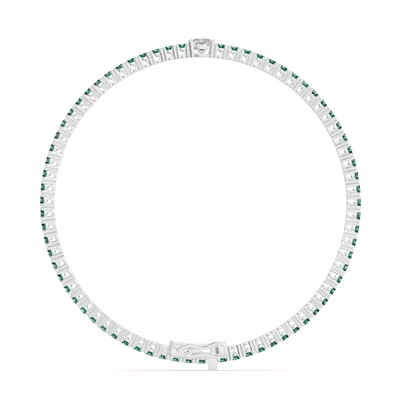 Lunava Green Emerald & Cushion Lab Diamond Tennis Bracelet