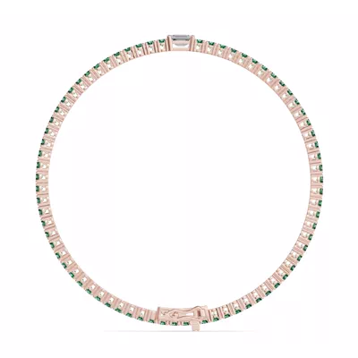 Lunava Green Emerald & Emerald-Cut Lab Diamond Tennis Bracelet