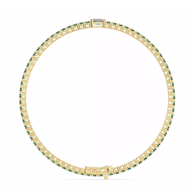 Lunava Green Emerald & Emerald-Cut Lab Diamond Tennis Bracelet
