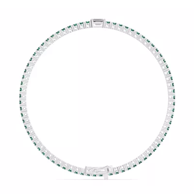 Lunava Green Emerald & Emerald-Cut Lab Diamond Tennis Bracelet