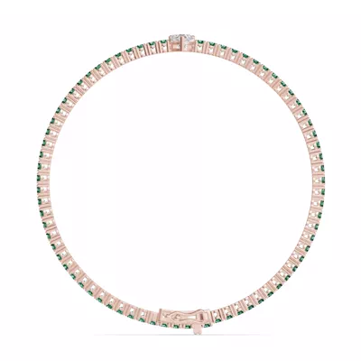 Lunava Green Emerald & Heart Lab Diamond Tennis Bracelet