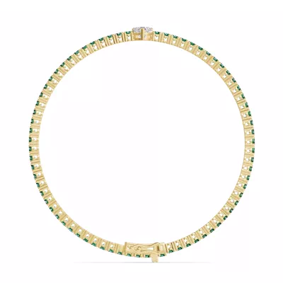 Lunava Green Emerald & Heart Lab Diamond Tennis Bracelet