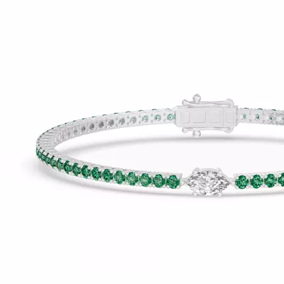 Lunava Green Emerald & Marquise Lab Diamond Tennis Bracelet