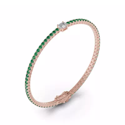 Lunava Green Emerald & Oval Lab Diamond Tennis Bracelet