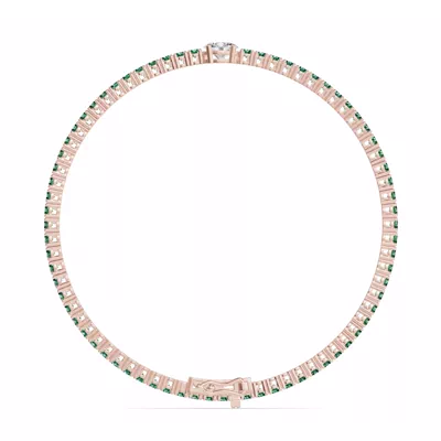 Lunava Green Emerald & Oval Lab Diamond Tennis Bracelet