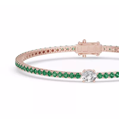 Lunava Green Emerald & Oval Lab Diamond Tennis Bracelet