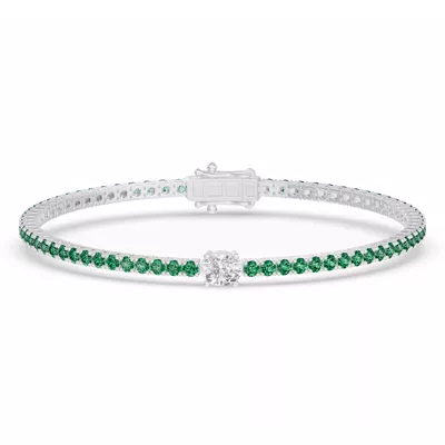 Lunava Green Emerald & Oval Lab Diamond Tennis Bracelet