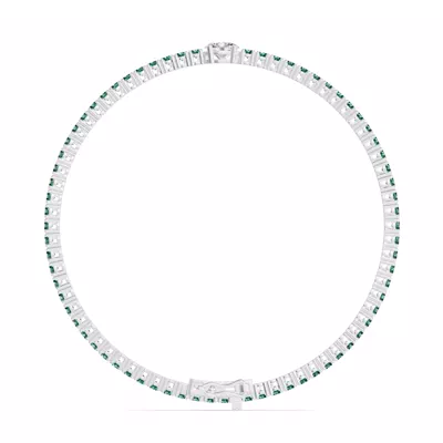 Lunava Green Emerald & Oval Lab Diamond Tennis Bracelet