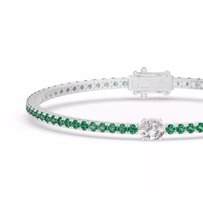 Lunava Green Emerald & Oval Lab Diamond Tennis Bracelet