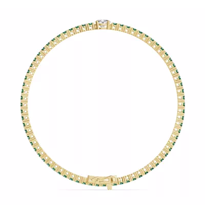 Lunava Green Emerald & Oval Lab Diamond Tennis Bracelet