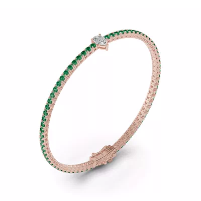Lunava Green Emerald & Pear Lab Diamond Tennis Bracelet