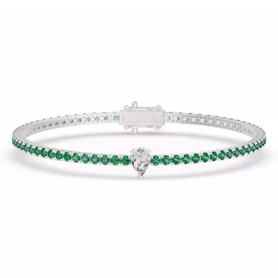 Lunava Green Emerald & Pear Lab Diamond Tennis Bracelet