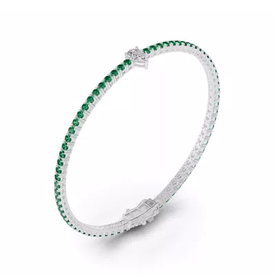 Lunava Green Emerald & Pear Lab Diamond Tennis Bracelet