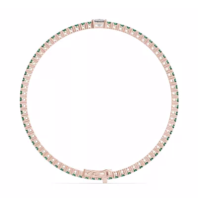 Lunava Green Emerald & Princess Lab Diamond Tennis Bracelet