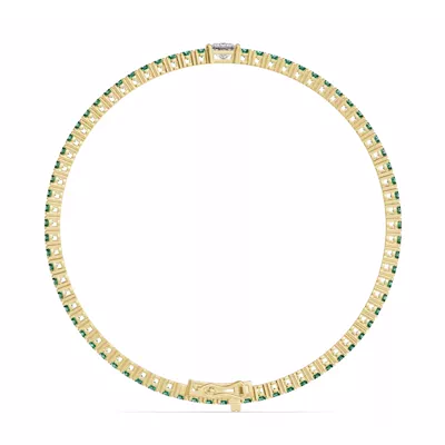 Lunava Green Emerald & Princess Lab Diamond Tennis Bracelet