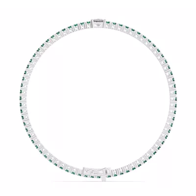 Lunava Green Emerald & Princess Lab Diamond Tennis Bracelet