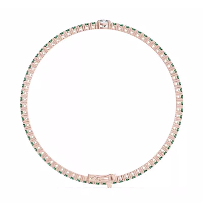 Lunava Green Emerald & Round Lab Diamond Tennis Bracelet