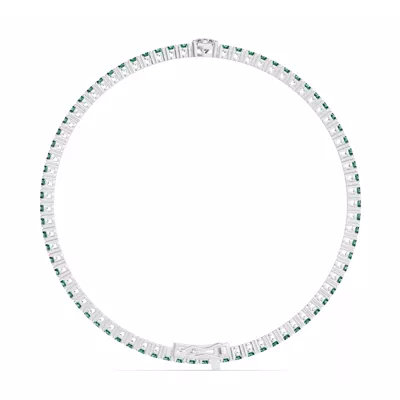 Lunava Green Emerald & Round Lab Diamond Tennis Bracelet