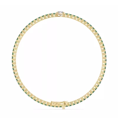 Lunava Green Emerald & Round Lab Diamond Tennis Bracelet