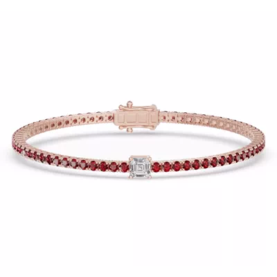 Lunava Ruby & Asscher Lab Diamond Tennis Bracelet