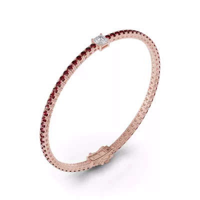 Lunava Ruby & Asscher Lab Diamond Tennis Bracelet