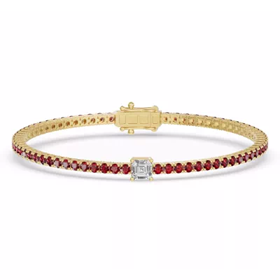 Lunava Ruby & Asscher Lab Diamond Tennis Bracelet