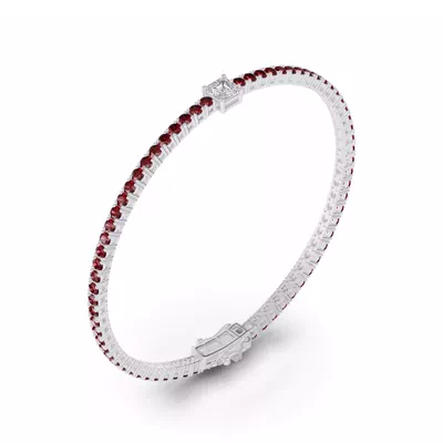 Lunava Ruby & Asscher Lab Diamond Tennis Bracelet