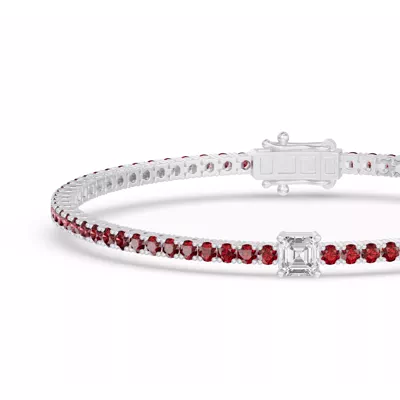 Lunava Ruby & Asscher Lab Diamond Tennis Bracelet