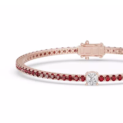 Lunava Ruby & Cushion Lab Diamond Tennis Bracelet