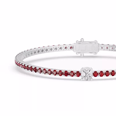 Lunava Ruby & Cushion Lab Diamond Tennis Bracelet